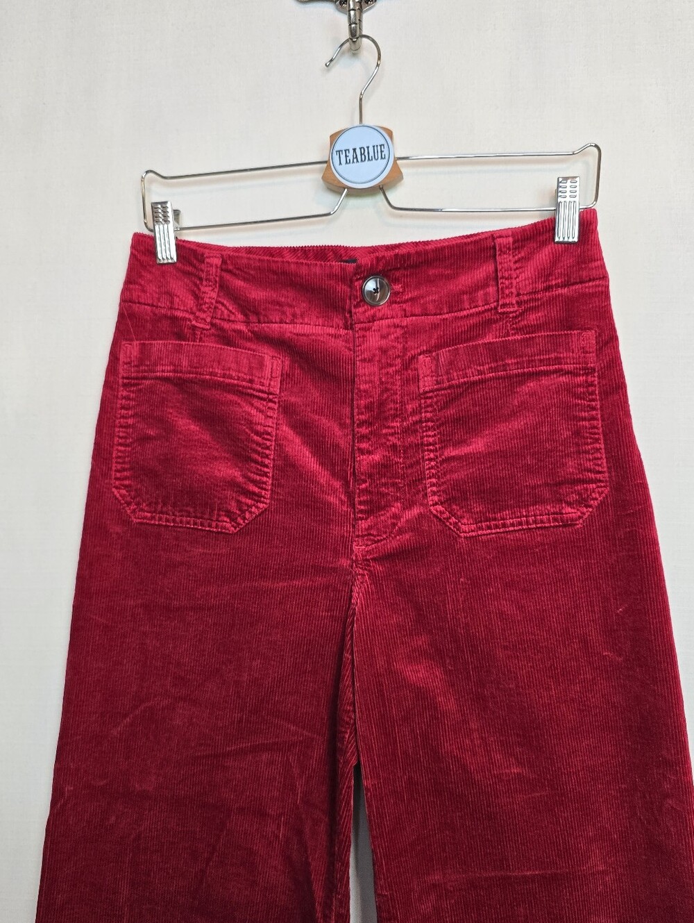 Maeve Colette Corduroy Wide-Leg Pants Rich Deep Red 28T Tall - Picture 7 of 12